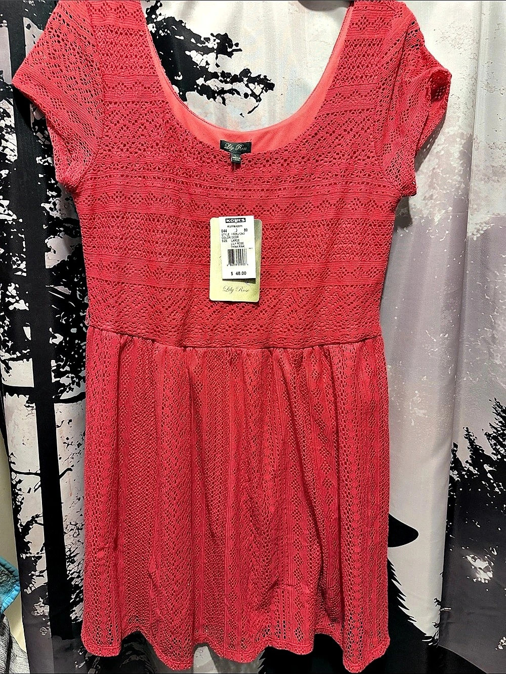 NWT Lily Rose Pink Lace Knit Mini Dress Size Small NWT